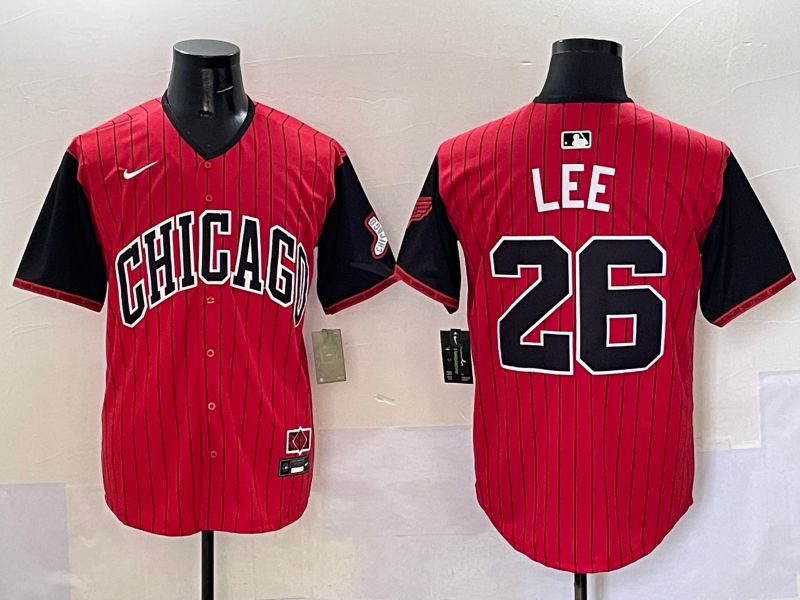 Men Chicago White Sox #26 Lee Red Stripe Joint Name Nike 2025 MLB Jersey style 1->chicago white sox->MLB Jersey
